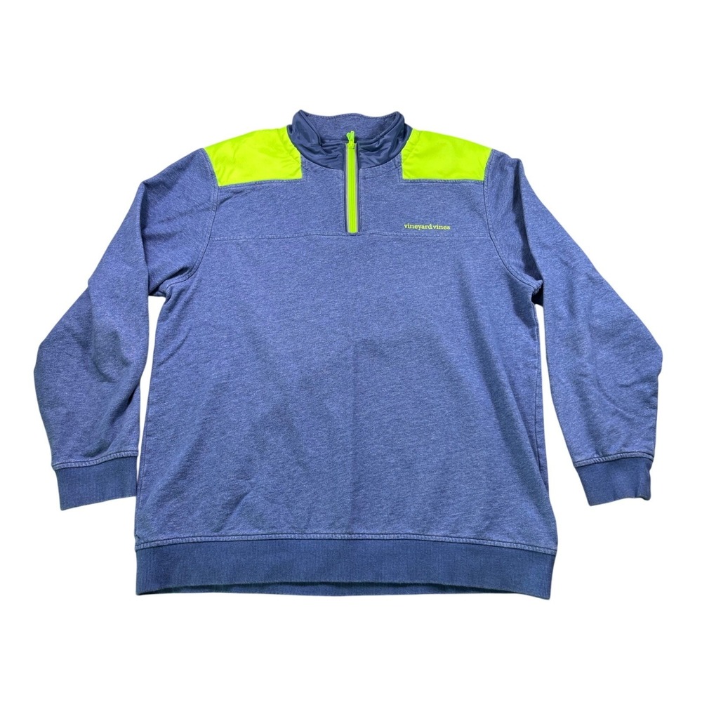 Vineyard Vines Men's XL Performance Quarter Zip Pullover Blue Neon‎ Yellow